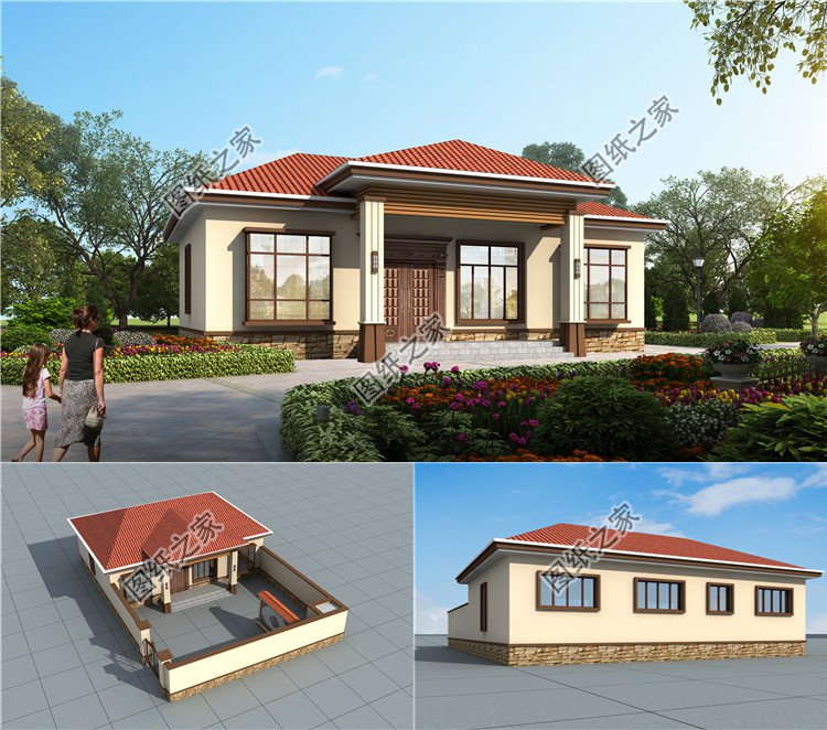 一层养老房效果图,农村一层中式养老房