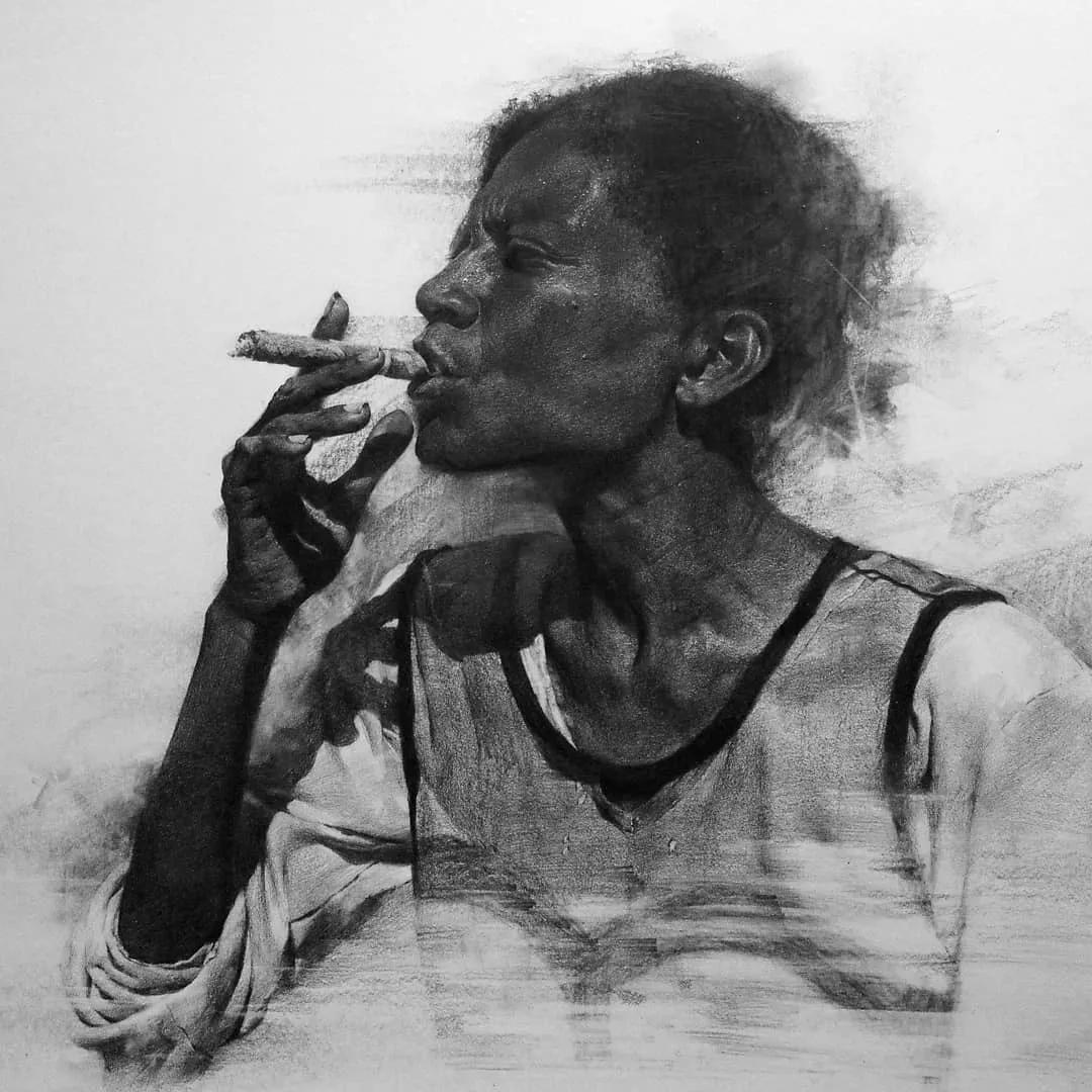 一眼惊艳的素描画,一眼望不到尽头的路素描画