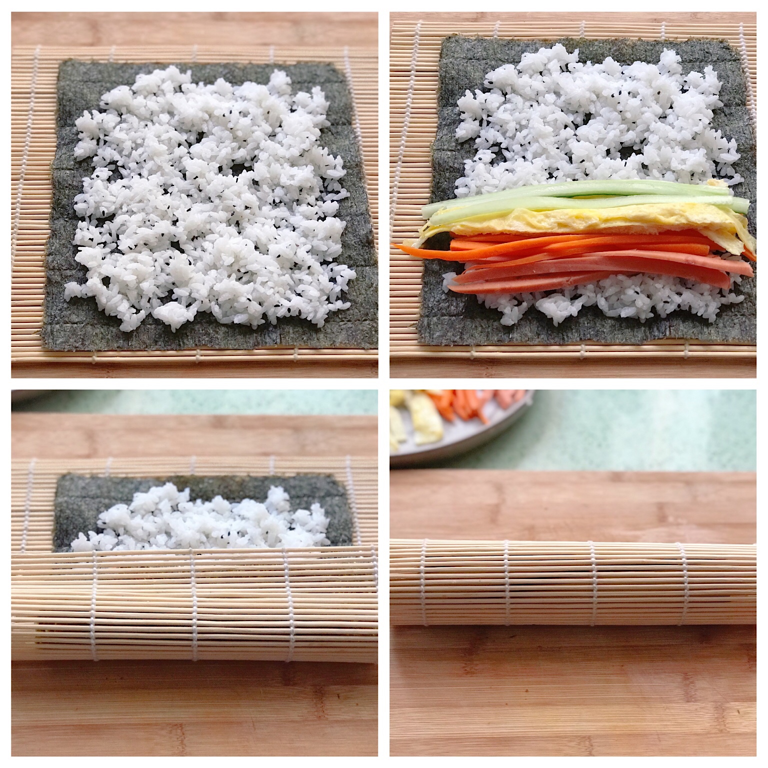 一碗紫菜包饭的做法,一包紫菜做成海苔片的做法