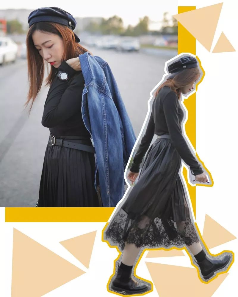 马丁靴+小黑裤,冬日保暖显高CP