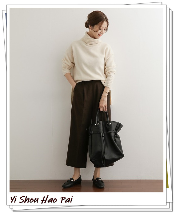 到脚踝的阔腿裤子搭配什么鞋子,米白九分阔腿裤如何搭配上衣