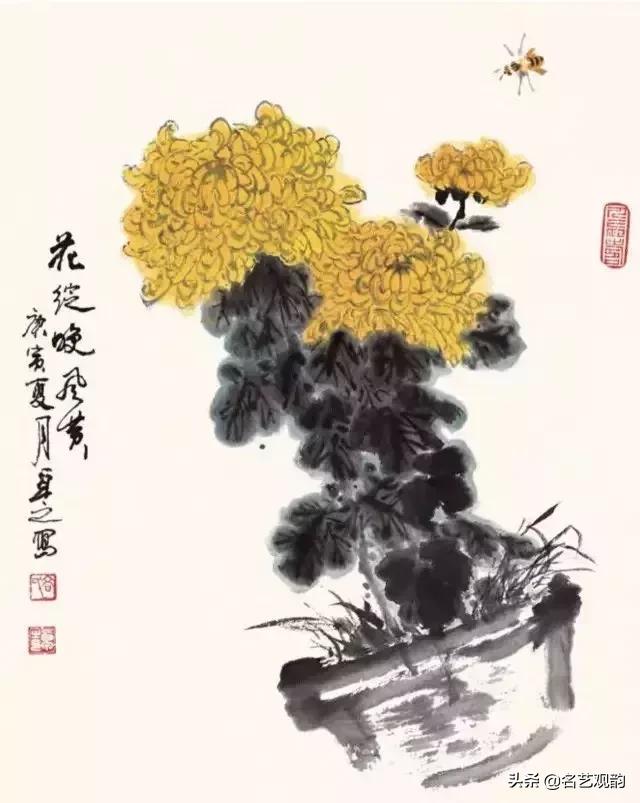 写意菊花小品国画大全,国画写意菊花和螃蟹