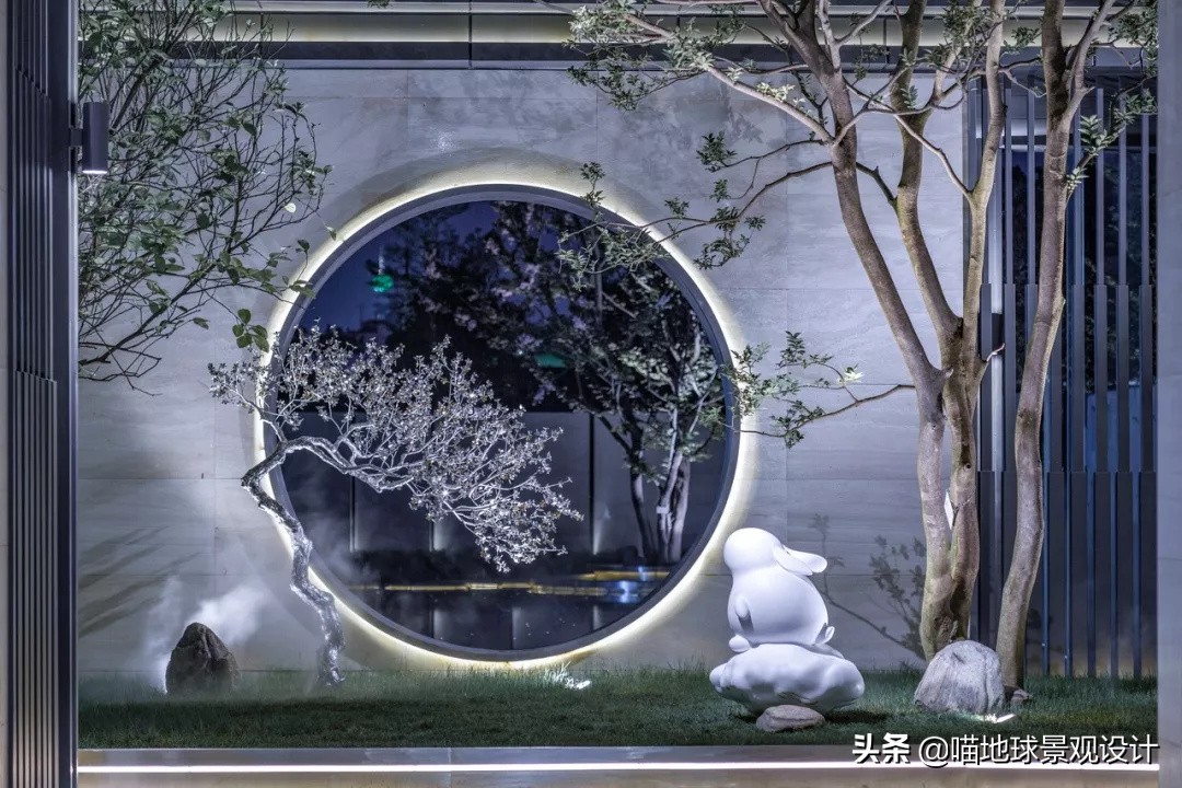 景墙圆形造型价格,简洁欧式庭院景观墙设计