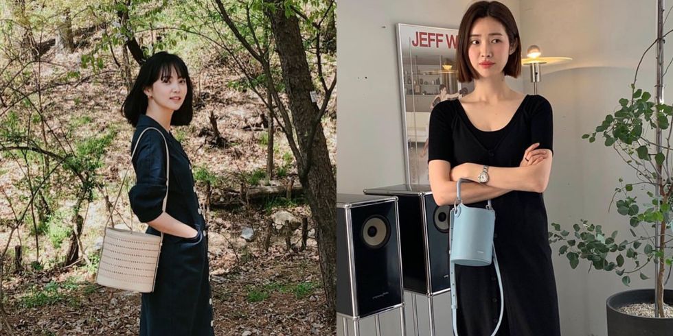 适合小个子的韩系单肩包,法式水桶包明星同款