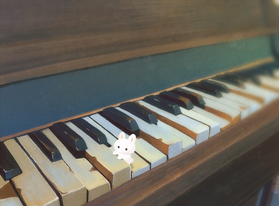 类似于粉兔兔的插画,兔耳少女插画日本