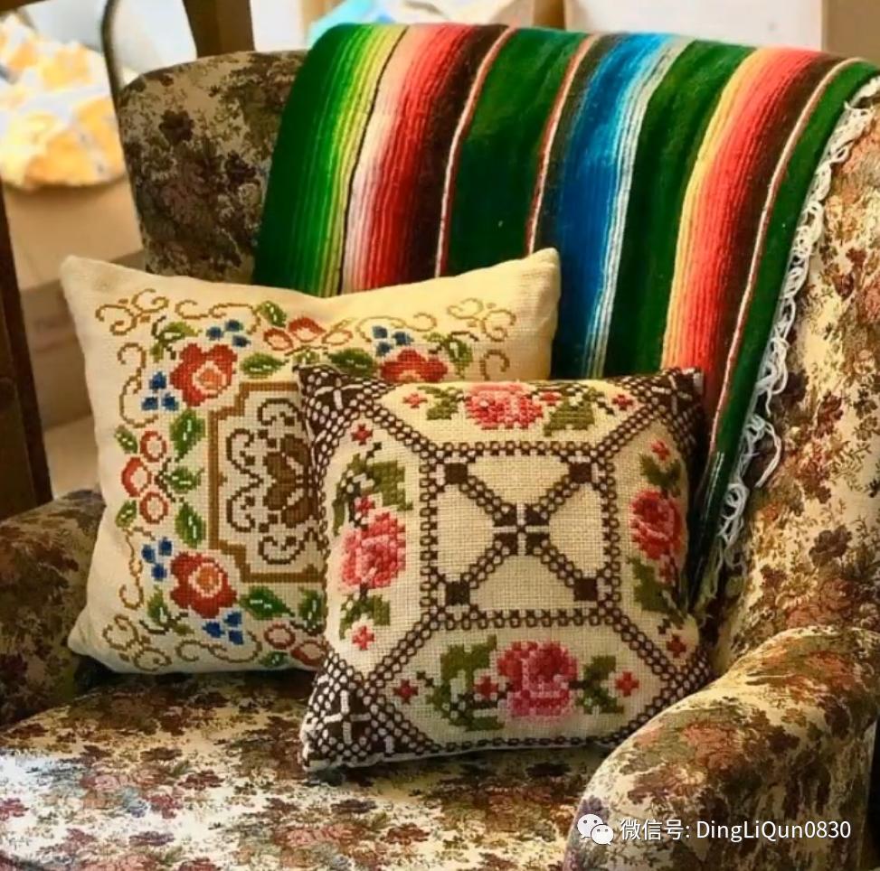 绣好的十字绣抱枕,十字绣新款圆形抱枕图案大全
