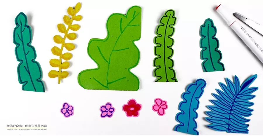 儿童画森林中的大树和猴子,儿童画森林里面的小动物