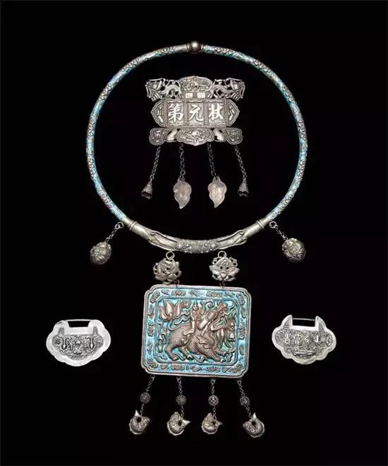 古代双寿长命锁,古人颈饰长命锁