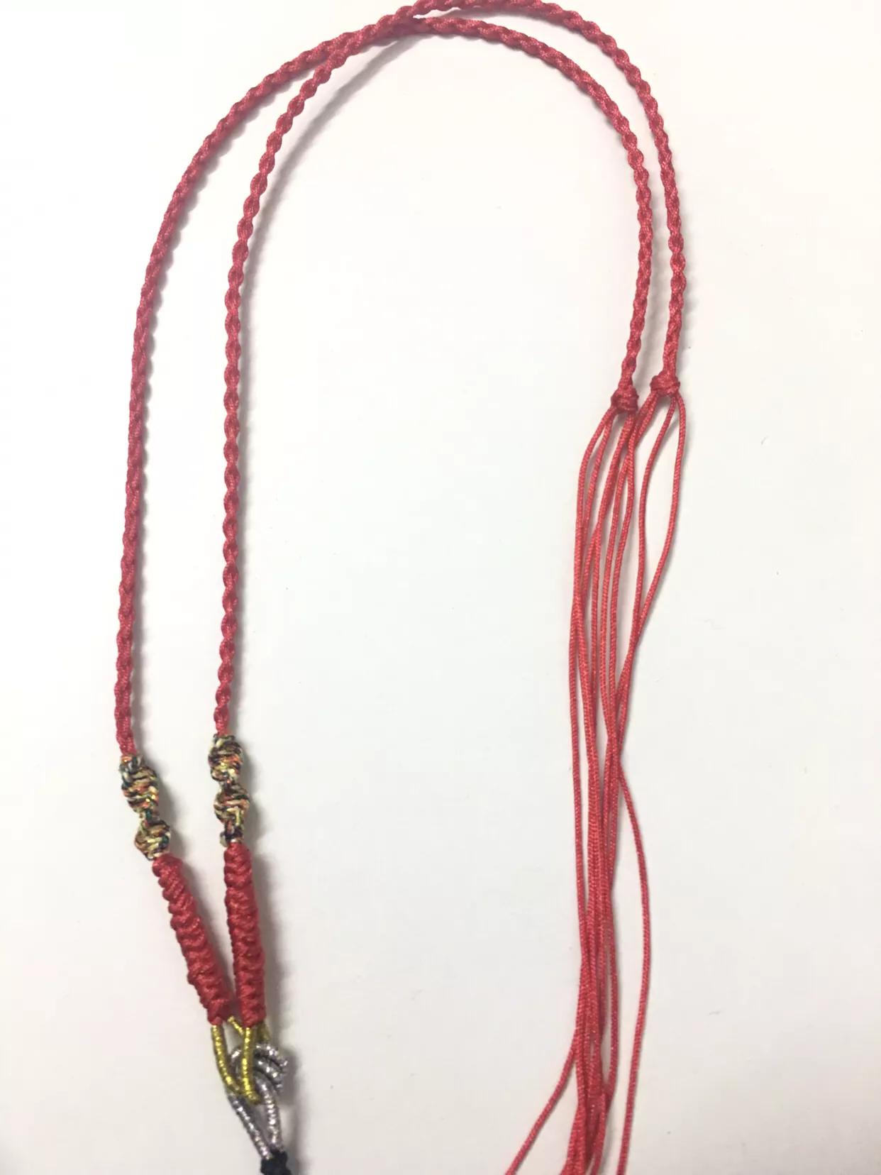 红绳四股编织貔貅,貔貅项链穿四根绳