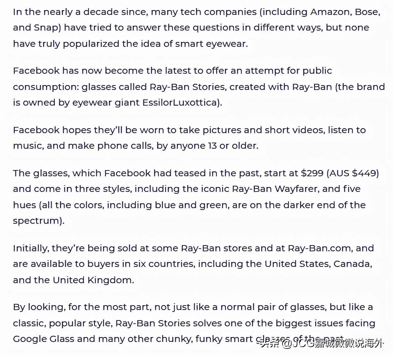 雷朋眼镜facebook联名,facebook与雷朋眼镜