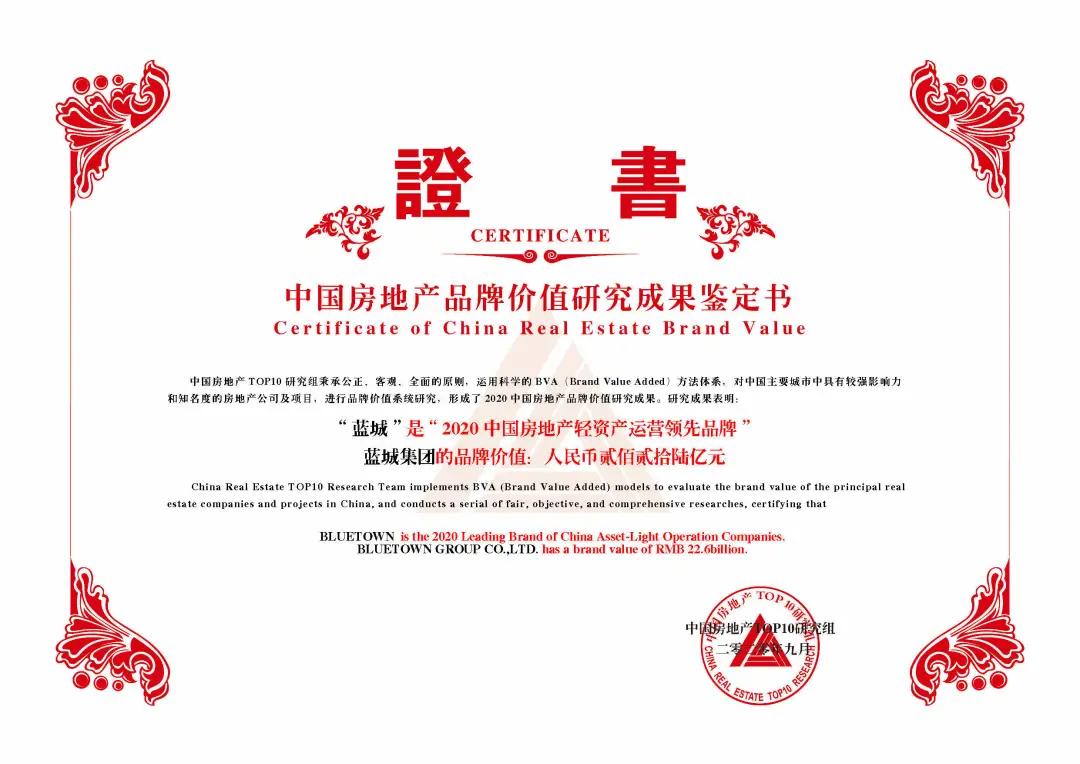 蓝城集团2019年房地产业排名,蓝城集团品牌价值