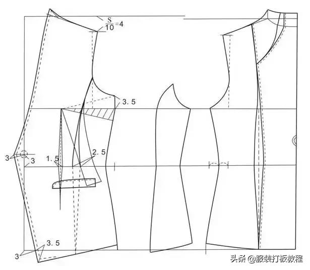 连身立领裁剪教程图,女外套领子纸样画法和裁剪方法