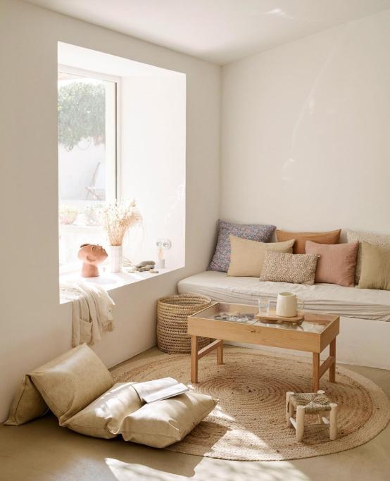 原木风格装修搭配藤编,原木元素打造自由舒适的家居空间