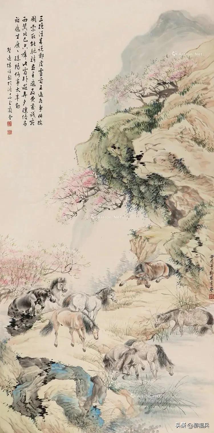 国画《八骏图》作品题款,名家精品国画八骏图欣赏