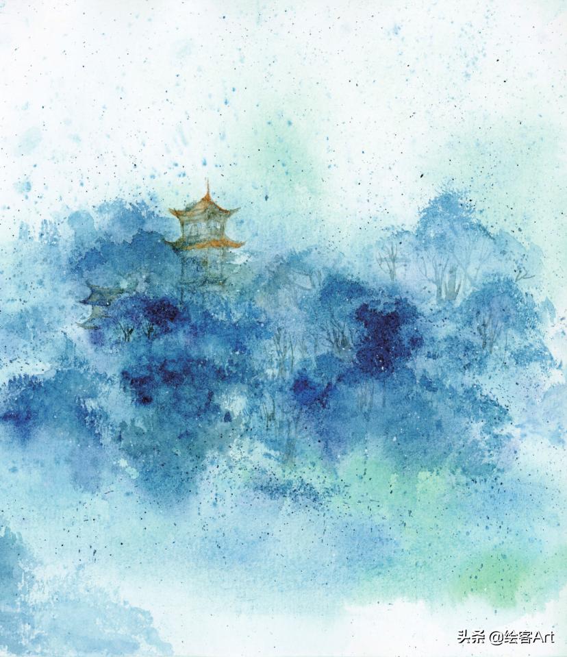 简单的水彩山水画教程,简单的水彩风景画怎么画