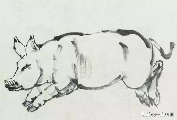 简单猪画画教学,国画写意猪图大全