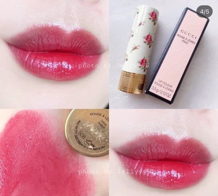 gucci201口红属于什么色,gucci口红金管505试色