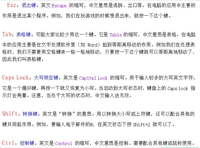 电脑键盘各键名称及功能详解,电脑键盘名称和功能