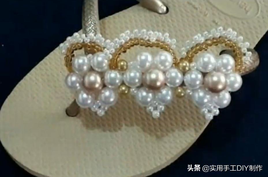 复古人字凉鞋串珠,手工串珠编织拖鞋