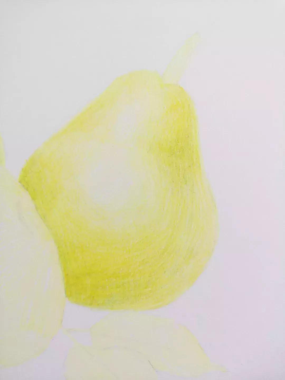 香梨彩铅画,彩铅肉肉的画法