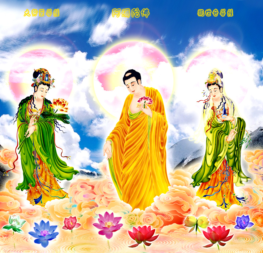 西方三圣是指阿弥陀佛图片,佛教西方三圣阿弥陀佛像