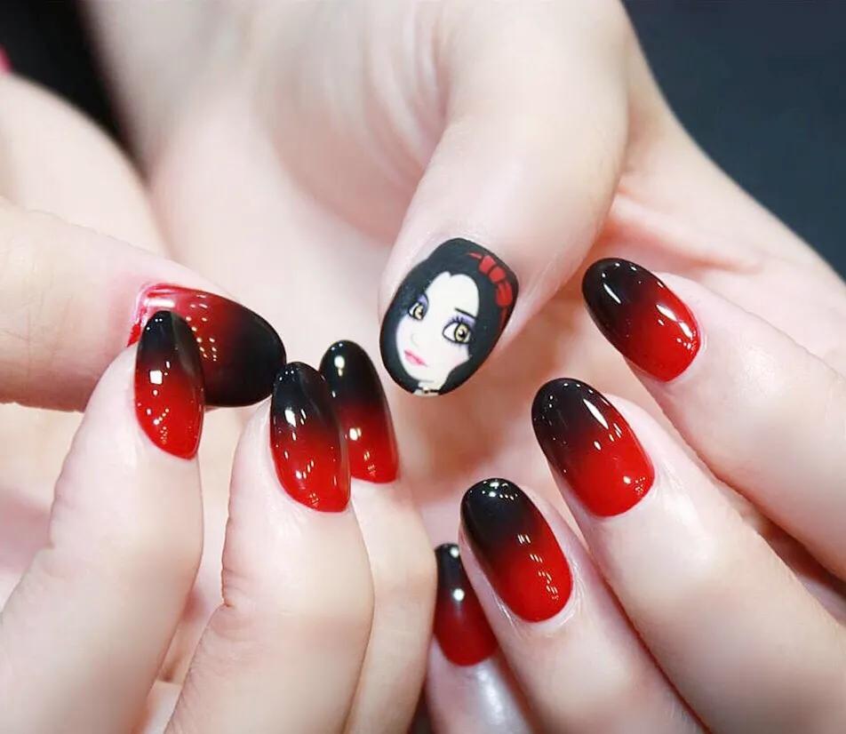 有一种颜色叫blackpink,blackpink黑色火焰美甲