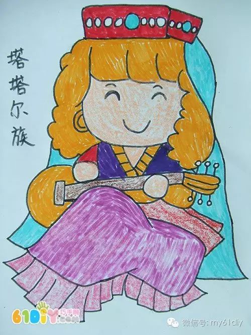 彩色少数民族儿童简笔画图片大全,五十六个民族简笔画卡通