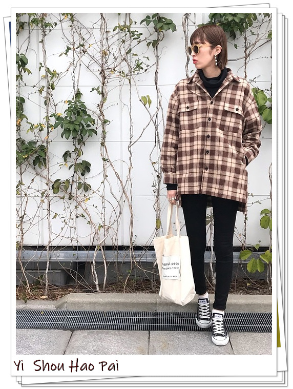 格纹日系衬衫,格纹衬衫怎么搭好看