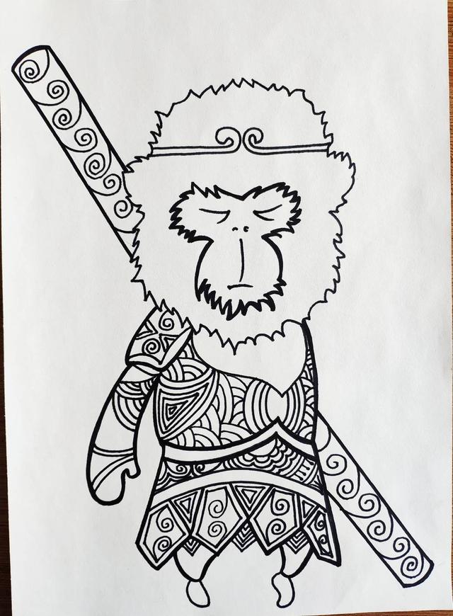 西游记连环画孙悟空线描,孙悟空的简单画法涂色