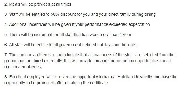 海底捞职员工资待遇英国,伦敦海底捞招聘条件