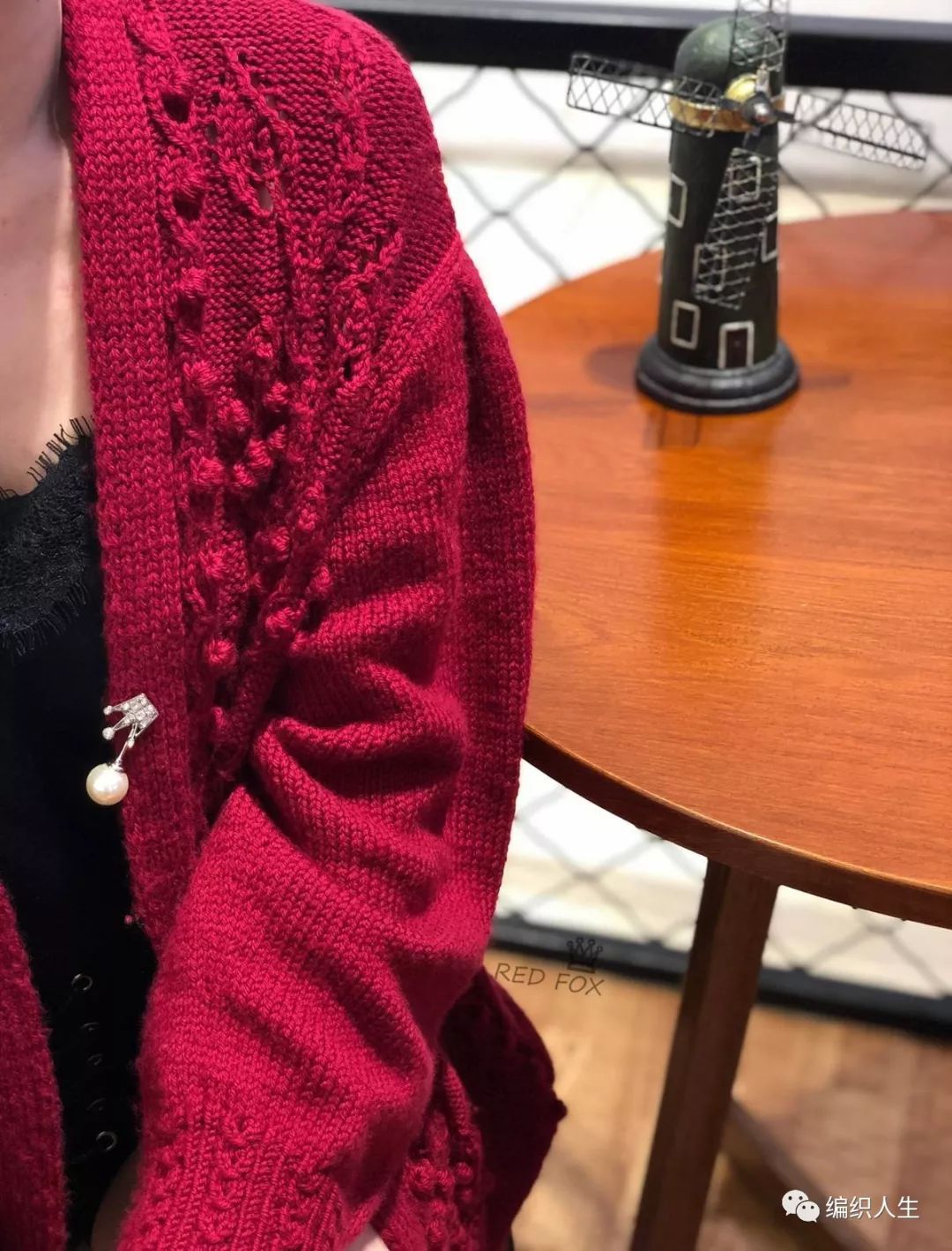 泡泡袖落肩开衫针织衫,樱桃泡泡袖针织开衫