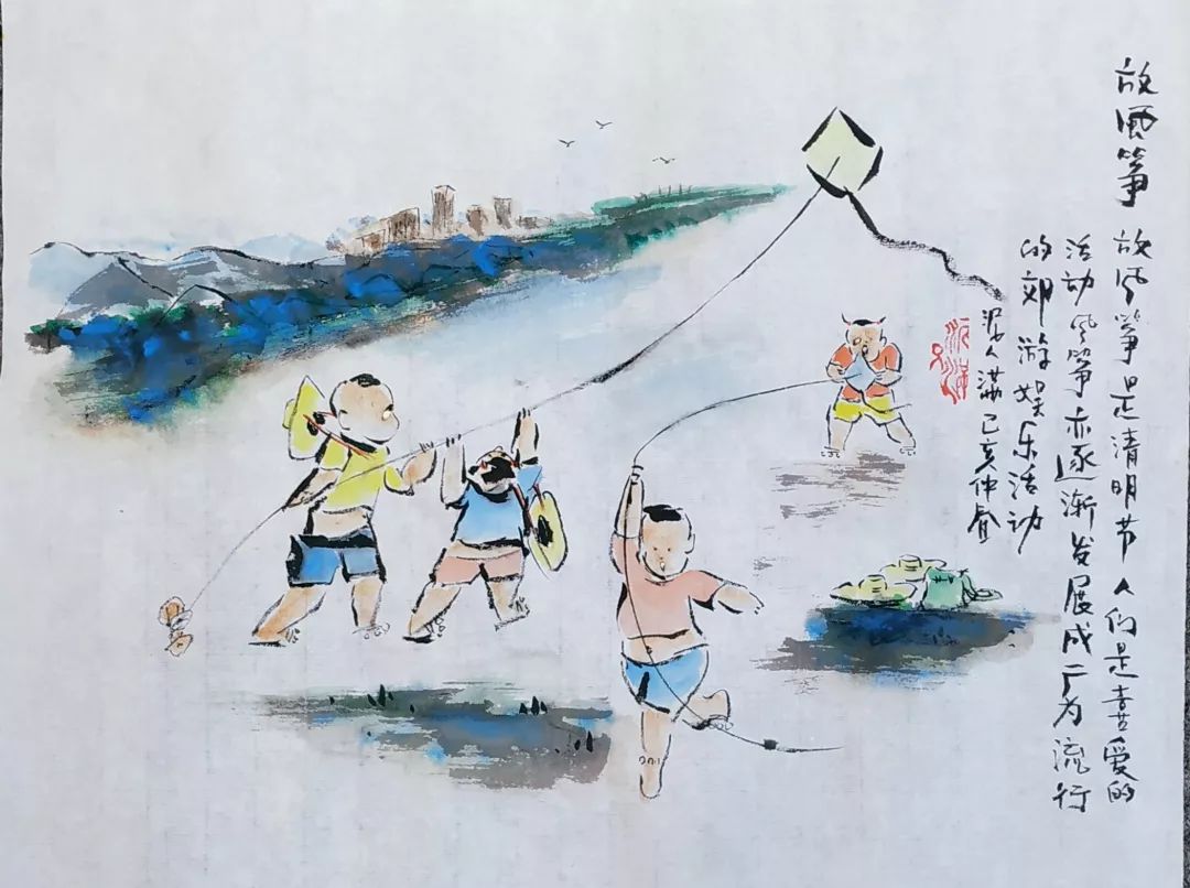 清明时水墨画,清明节的画第一名水墨画有难度