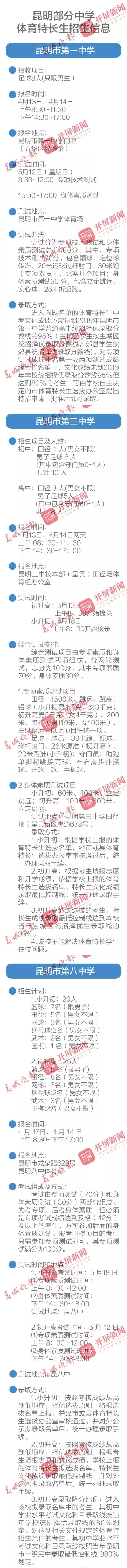 2021年昆明市中学体育特长生报名,昆明市体育特长生招生学校