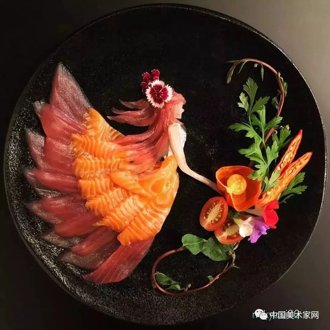 刺身的艺术图片大全,用生鱼片画作品
