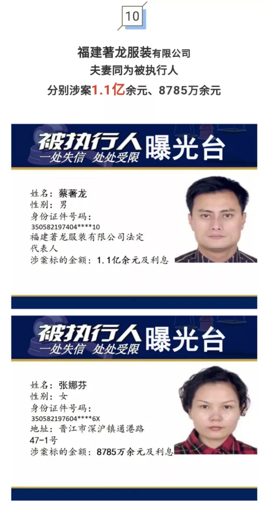 福建多位“企业大佬”成老赖！这家企业法人夫妻涉案超33亿元