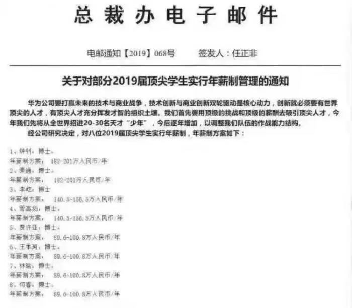 2020年华为高薪招聘,华为招聘2020年高薪名单