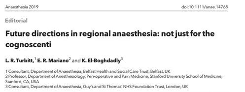 Anaesthesia述评|神经阻滞的未来：不只属于“行家里手”