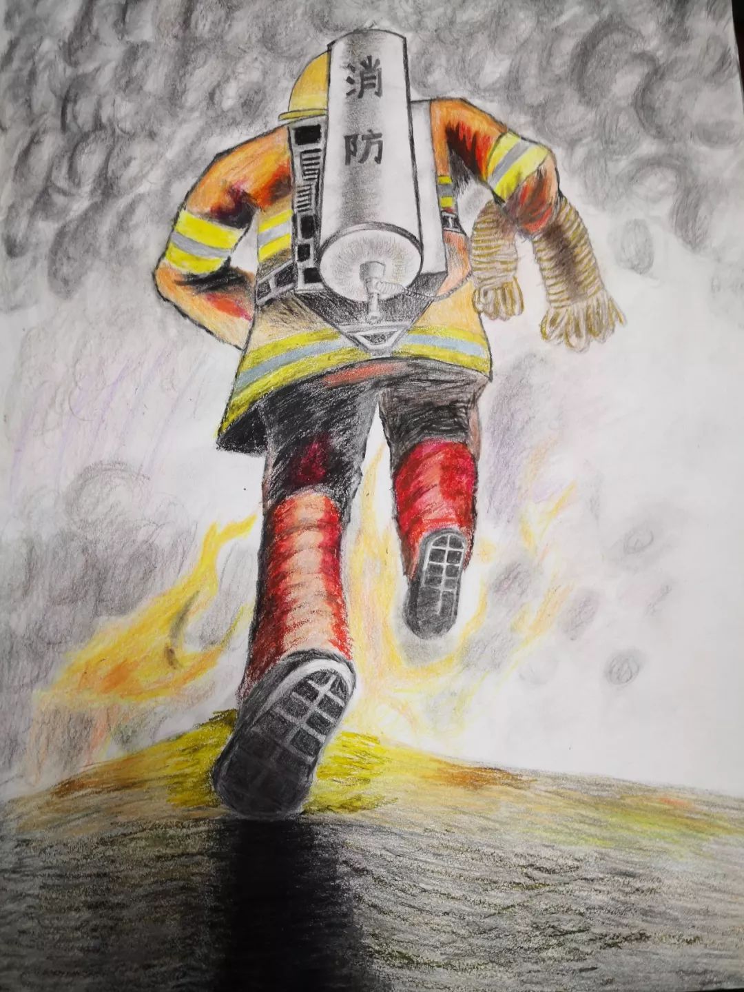 第五届全省儿童消防绘画,童心火焰蓝主题消防绘画一等奖