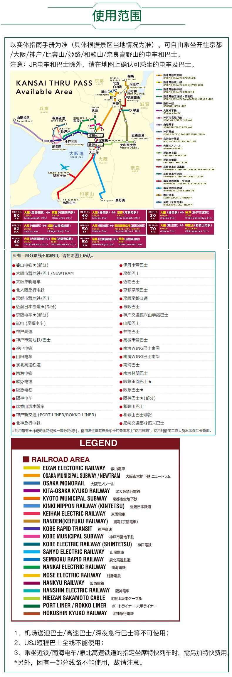 关西公共交通,关西旅游攻略