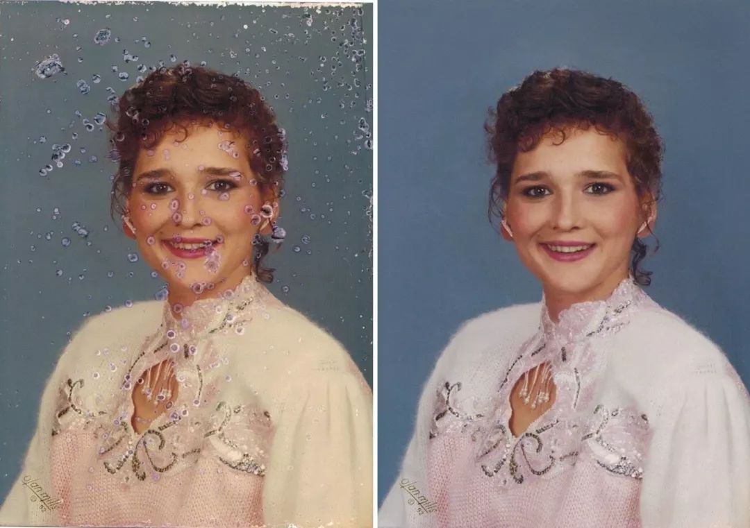 原来的老照片修复一下,修复污损老照片