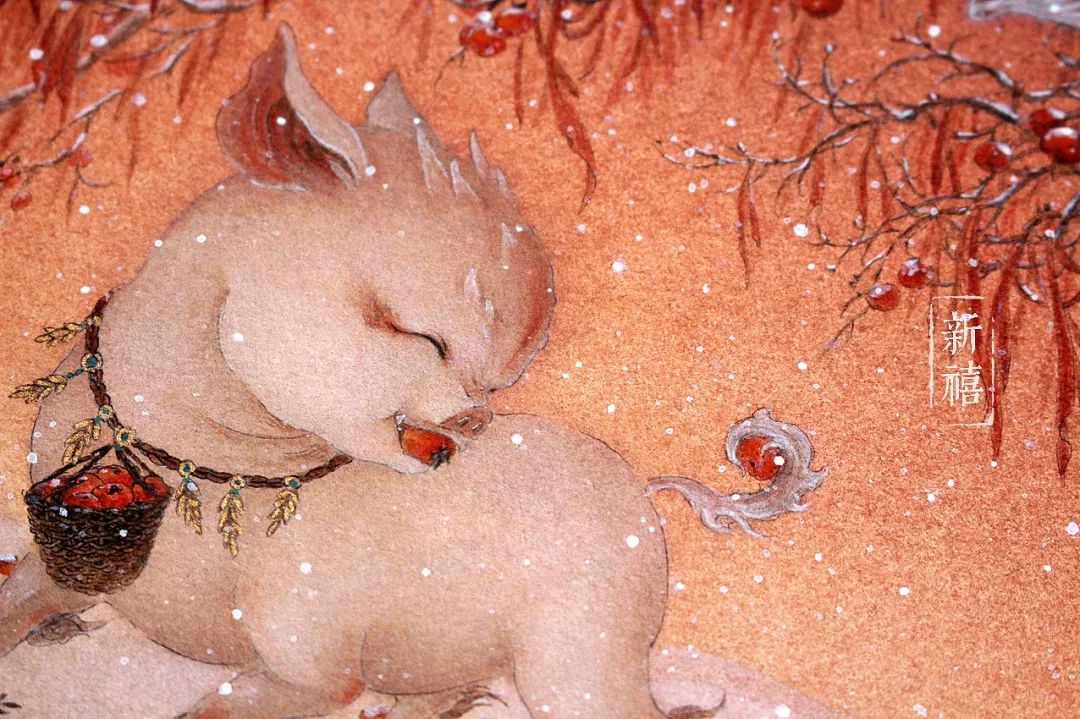 山海经异兽艺术画作,90后画家画山海经