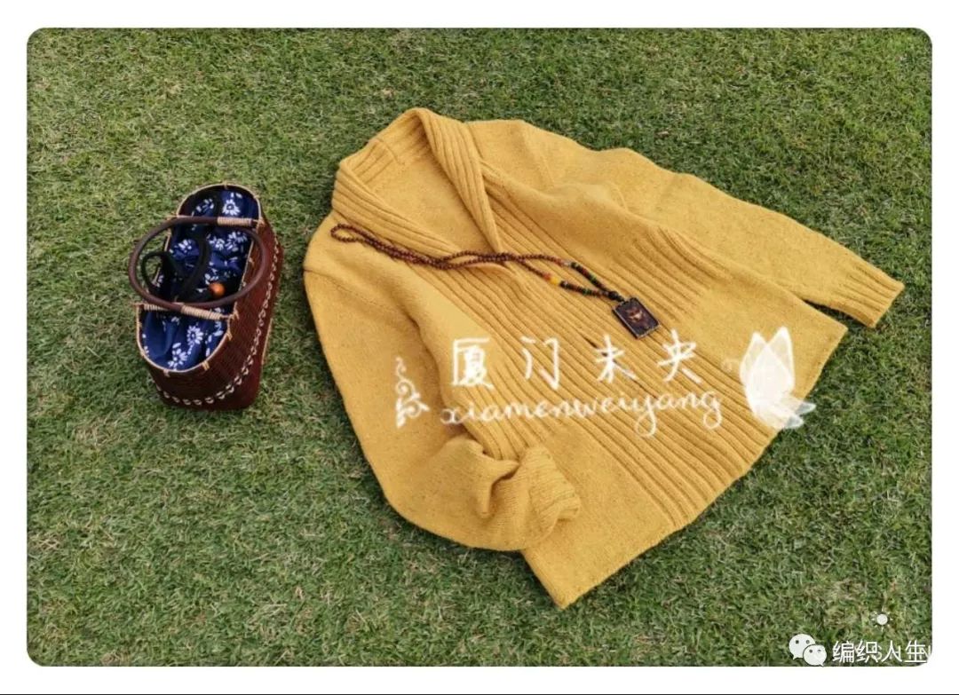 蕉香：云点粗花呢女士棒针翻领开衫外套毛衣（有翻译教程）