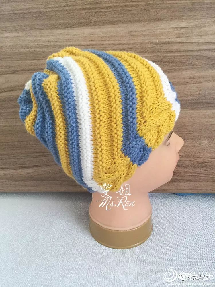 暗红色毛线帽子最简单的编织教程,棒针编织双色毛线帽子的教程