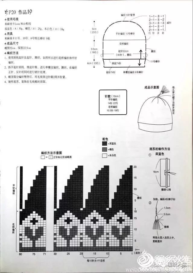 云朗提花毛衣圆肩教程,云朗提花图案