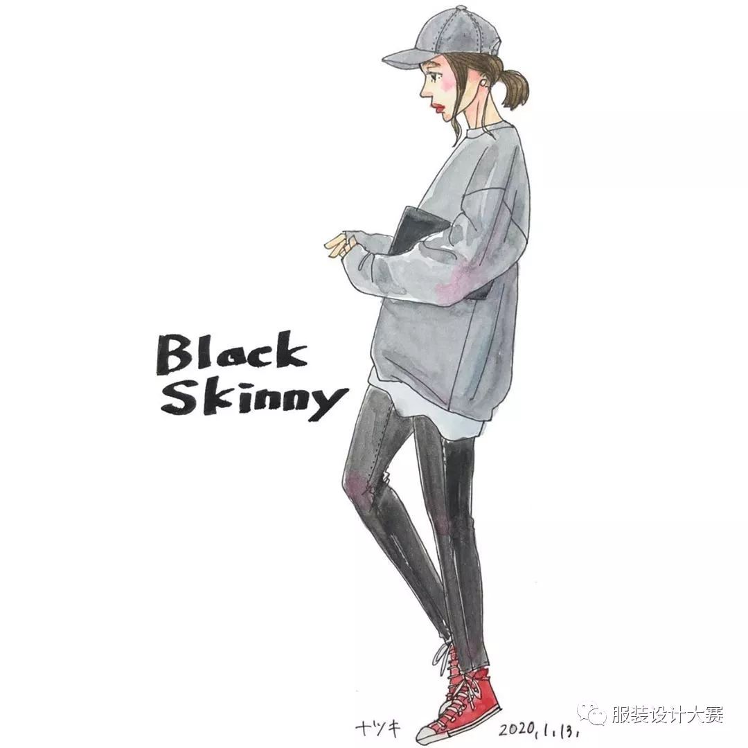 18套优雅又时髦的手绘穿搭,日本穿搭手绘秋冬