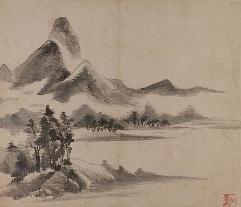 海外馆藏画家董其昌作品欣赏 (董其昌书画合璧山水小景)