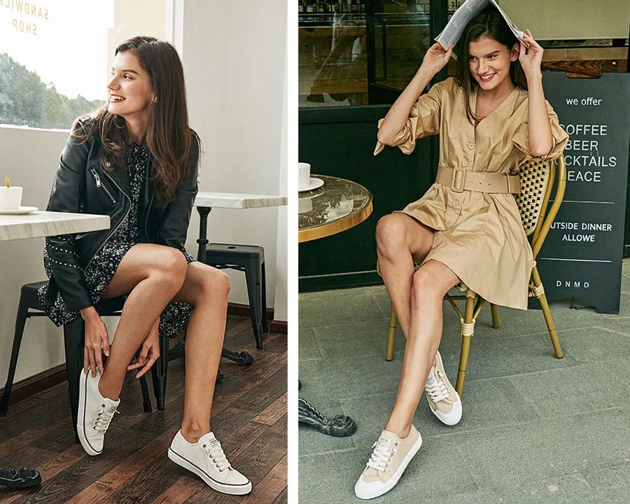 英国的小白鞋,帆布不系鞋带小白鞋