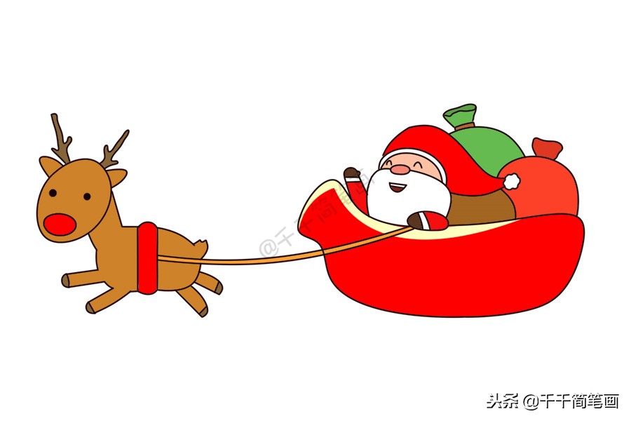 圣诞老人简笔画应该添什么,圣诞老人的礼物简笔画