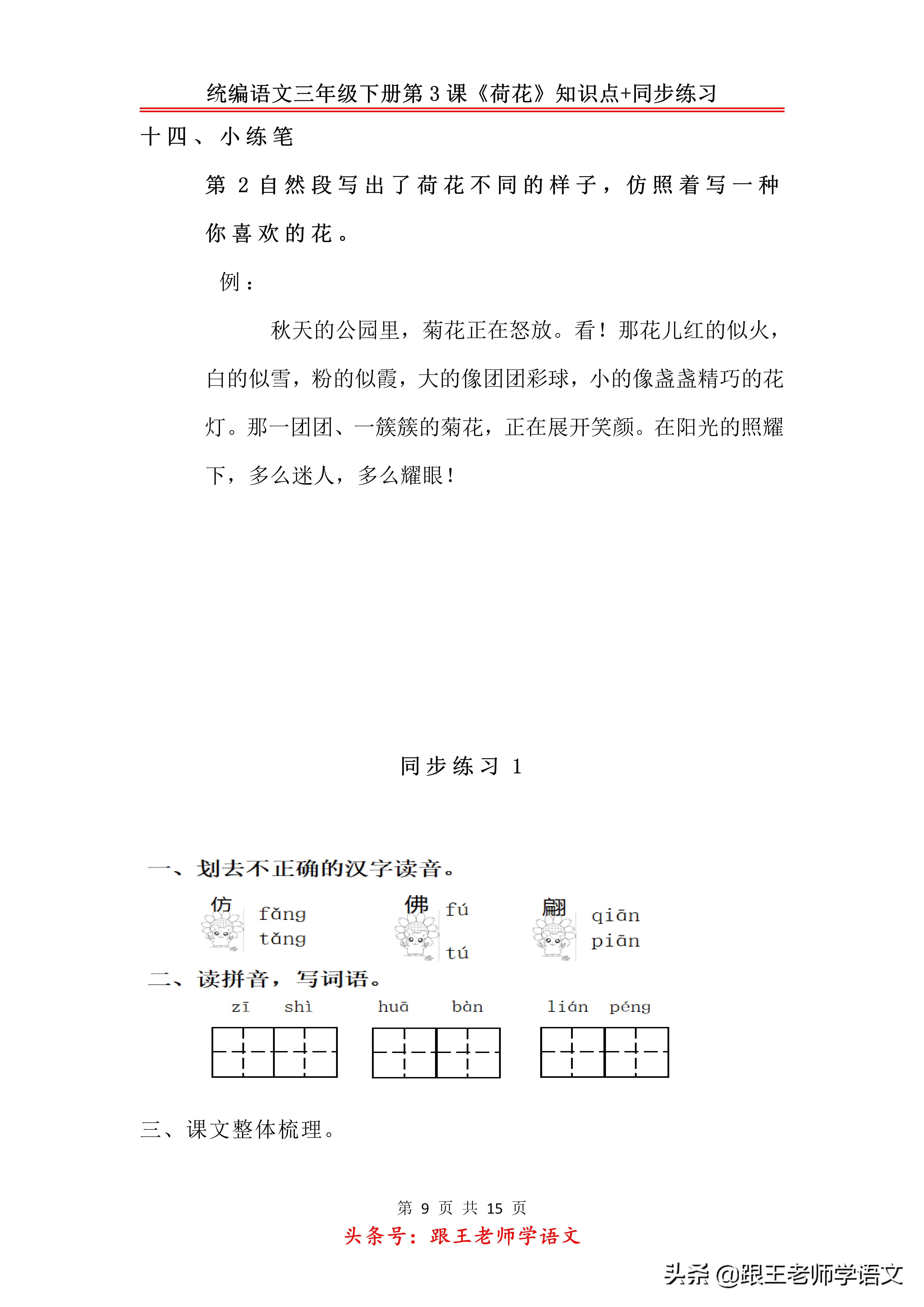 部编版三年级下册第三课荷花,部编教材三年级下册荷花教学视频