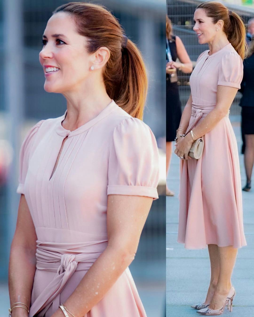 丹麦王储妃出席活动,丹麦王储妃粉裙